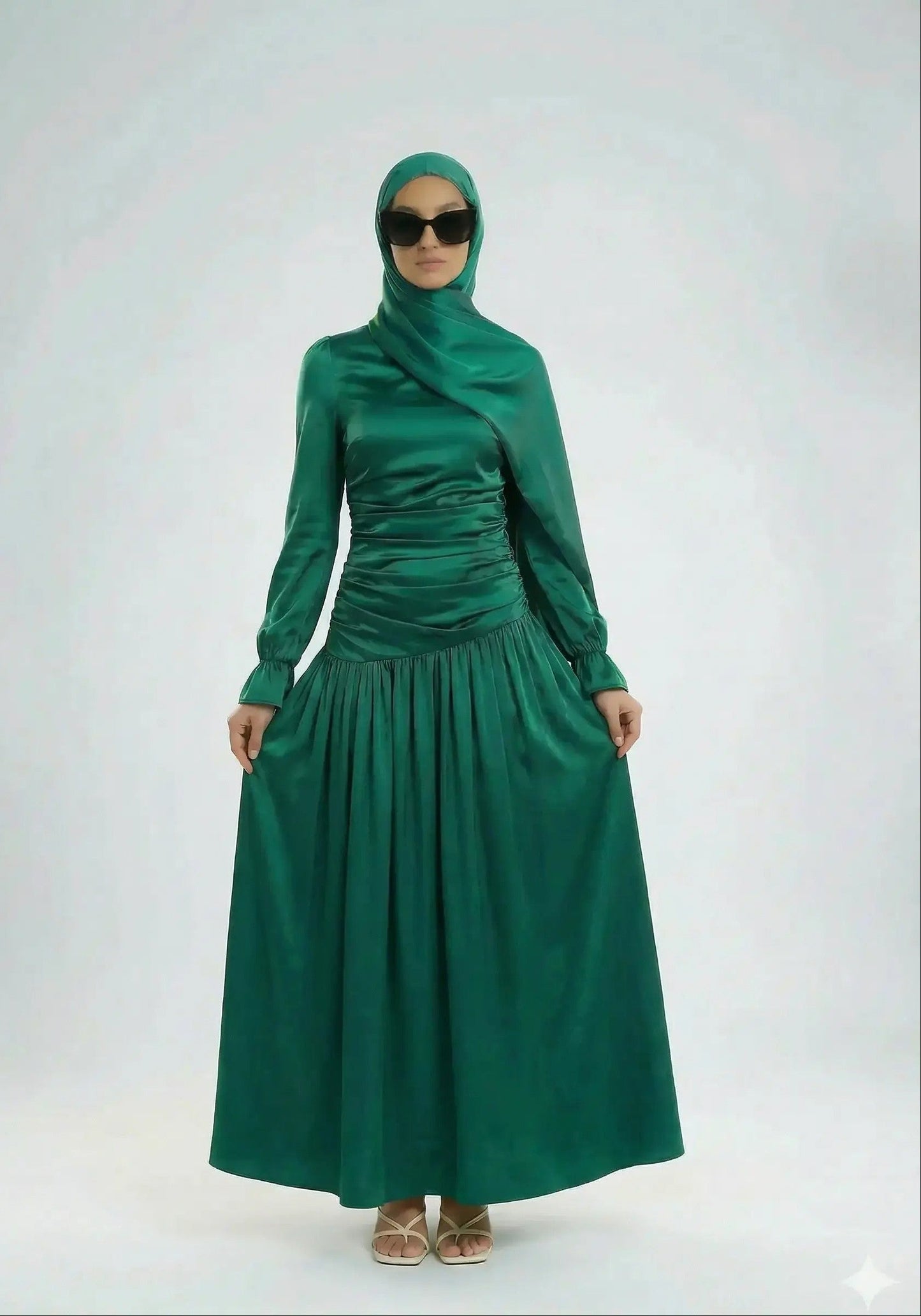 Luna_dress_front_view emerald green