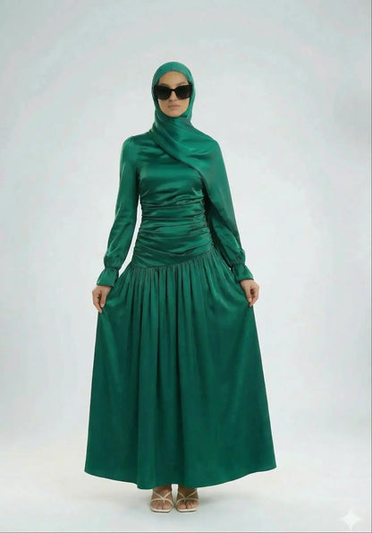 Luna_dress_front_view emerald green