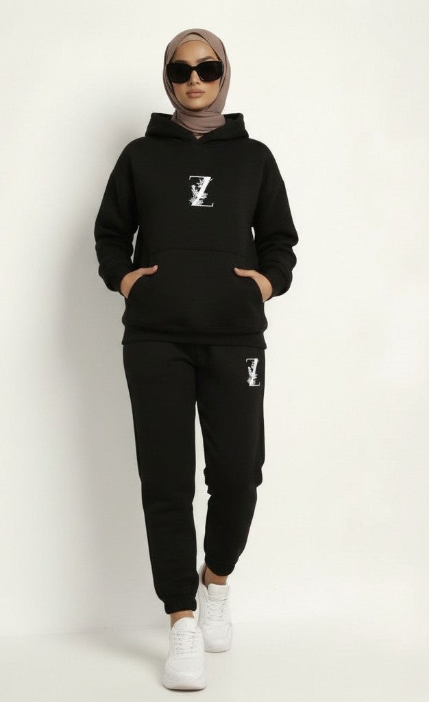 black  Hoodie + Joggers Zarella set