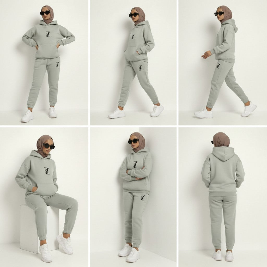 different angles views of a model on Hoodie + Joggers Zarella set 