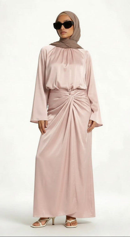 hijab model wearing Olivia Two Piece Dress front view