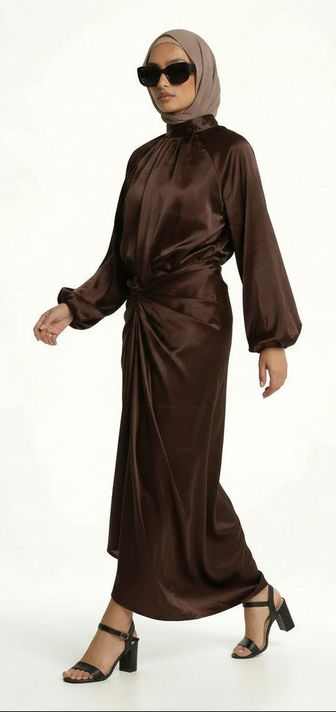  hijab model wearing Olivia Two Piece zarelladesign Dress front LEFT side view   C