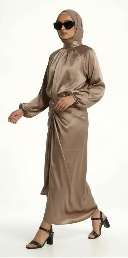  hijab model wearing Olivia Two Piece zarelladesign Dress front LEFT side view   D