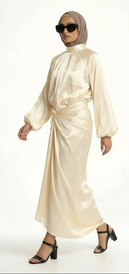  hijab model wearing Olivia Two Piece zarelladesign Dress front LEFT side view   E