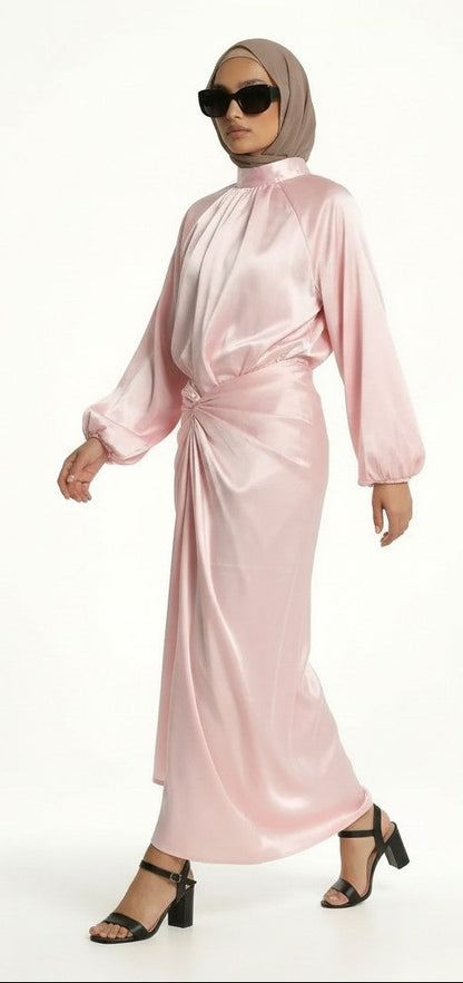  hijab model wearing Olivia Two Piece zarelladesign Dress front LEFT side view   F
