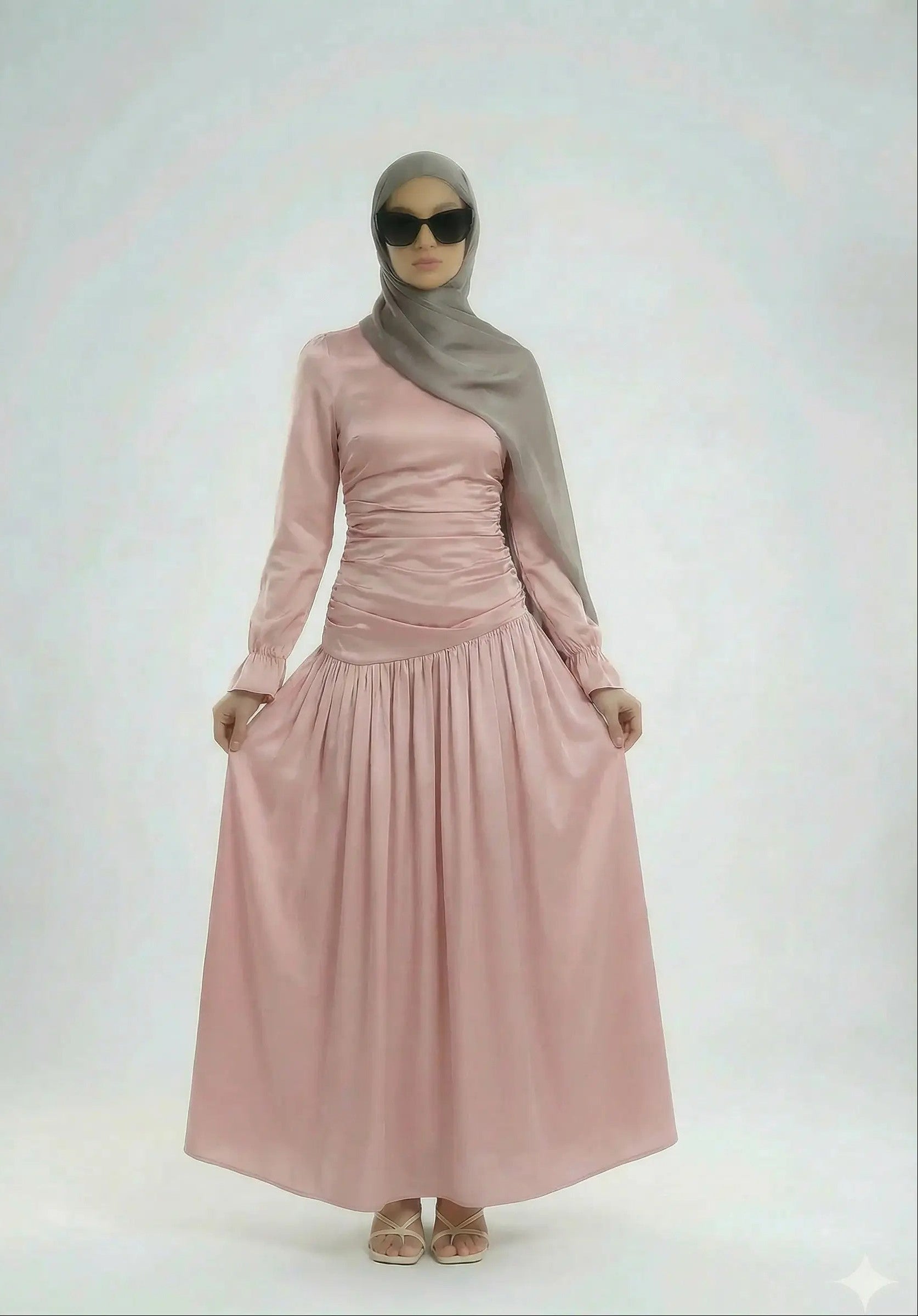 model rocking fitting pink Luna dress zarelladesign