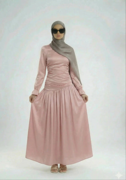 model rocking fitting pink Luna dress zarelladesign