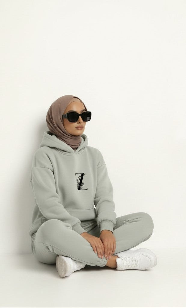 model sitting view on Hoodie + Joggers Zarella set 