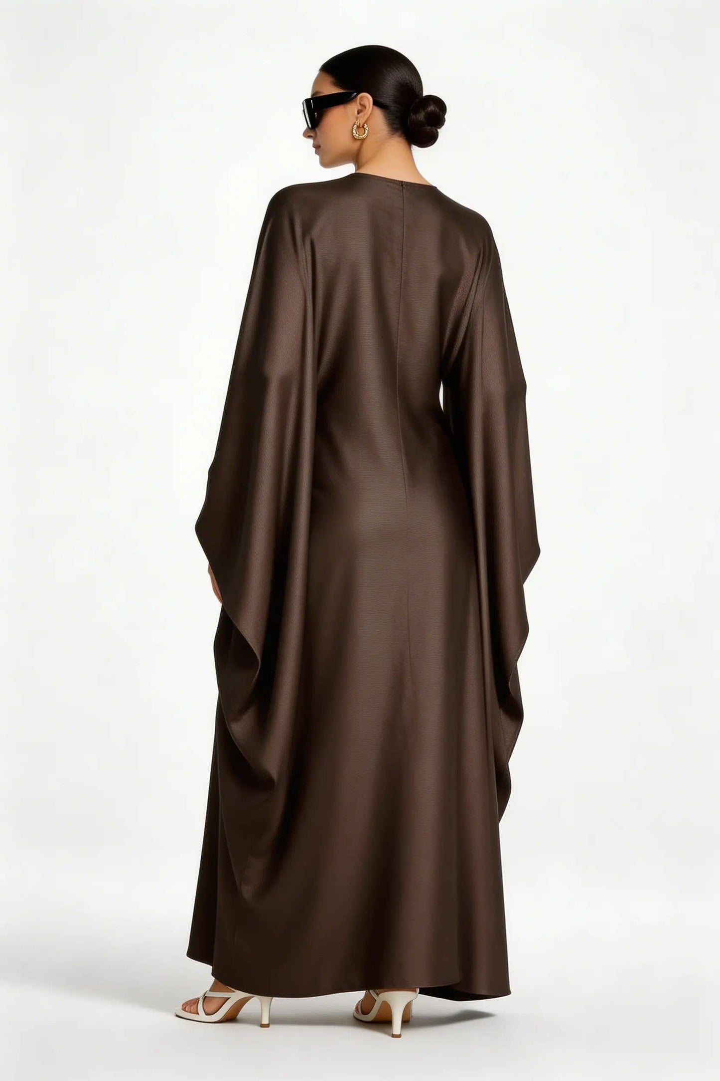 model wearing Kaftan dress back side view