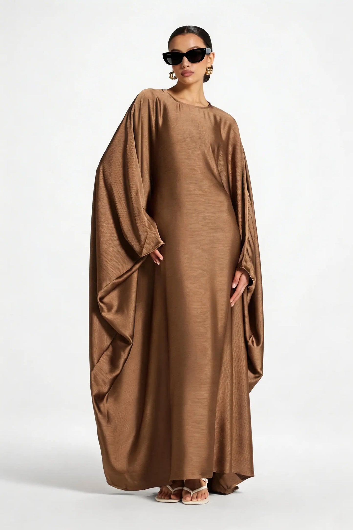 model wearing Kaftan dress front front  view