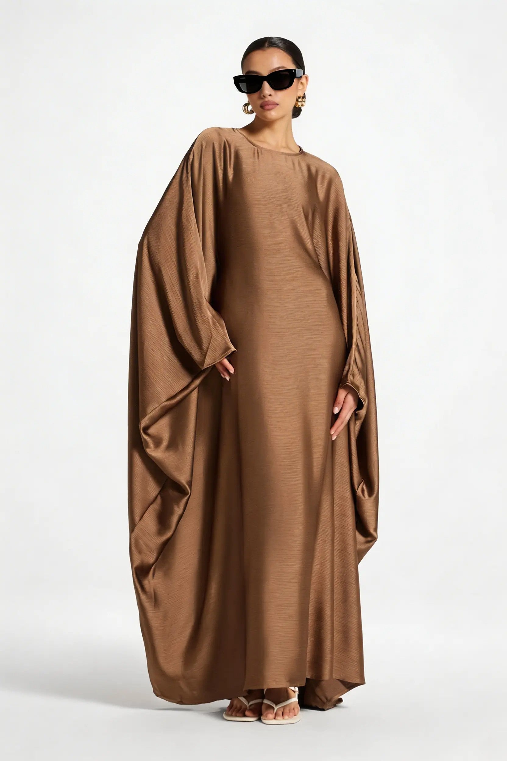 model wearing Kaftan dress front front  view