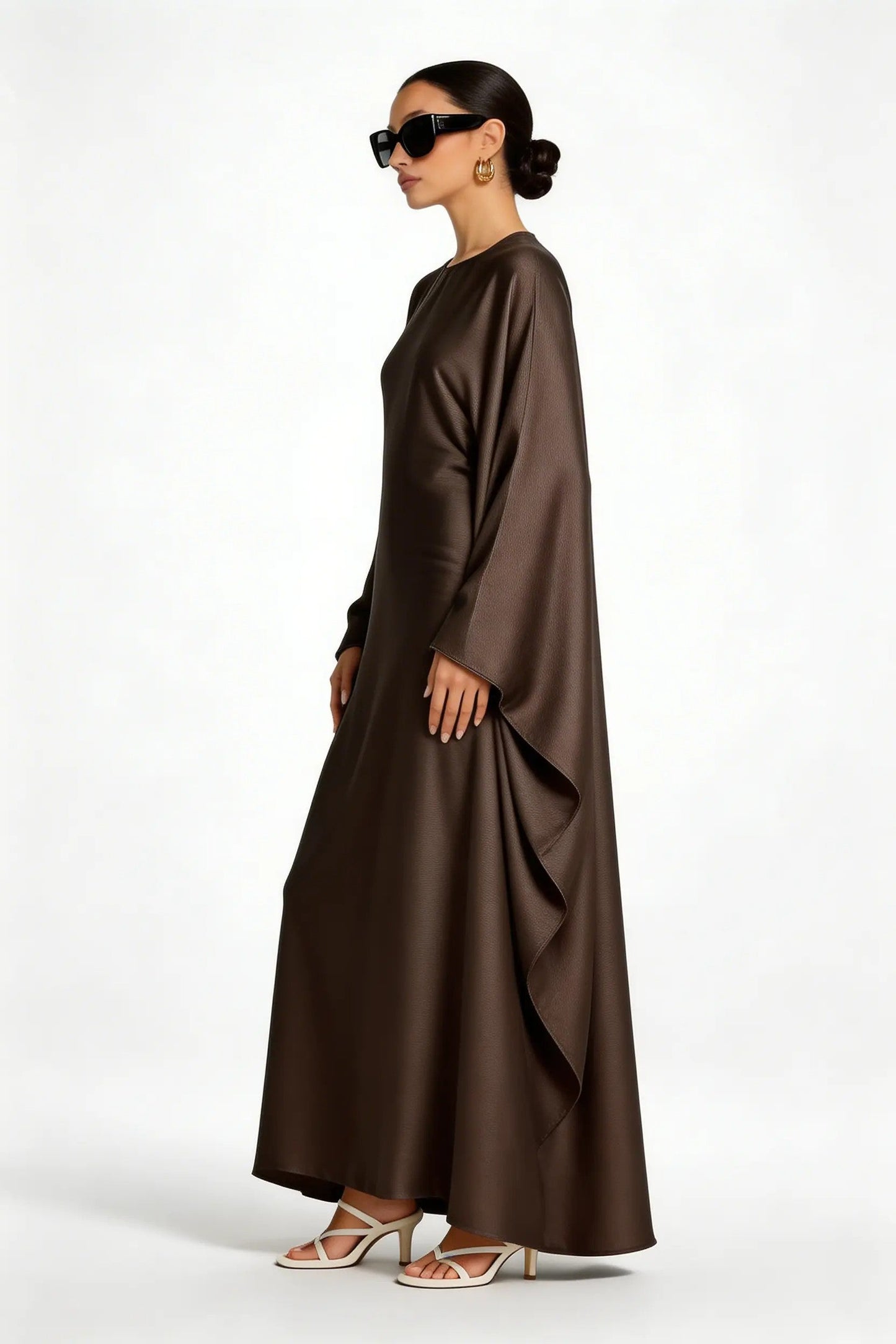 model wearing Kaftan dress front left side view