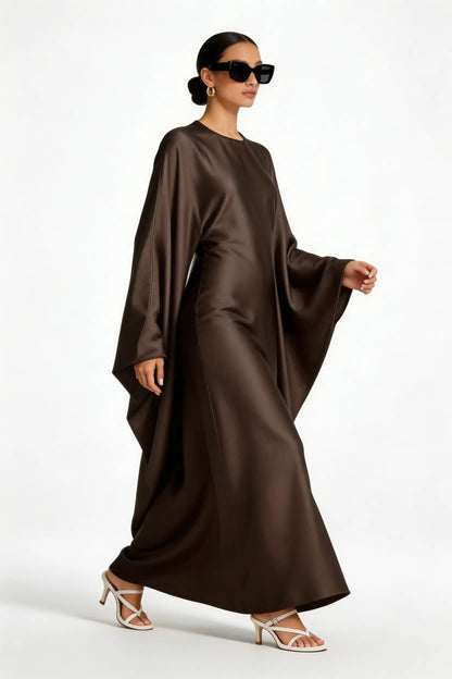 model wearing Kaftan dress front right side view