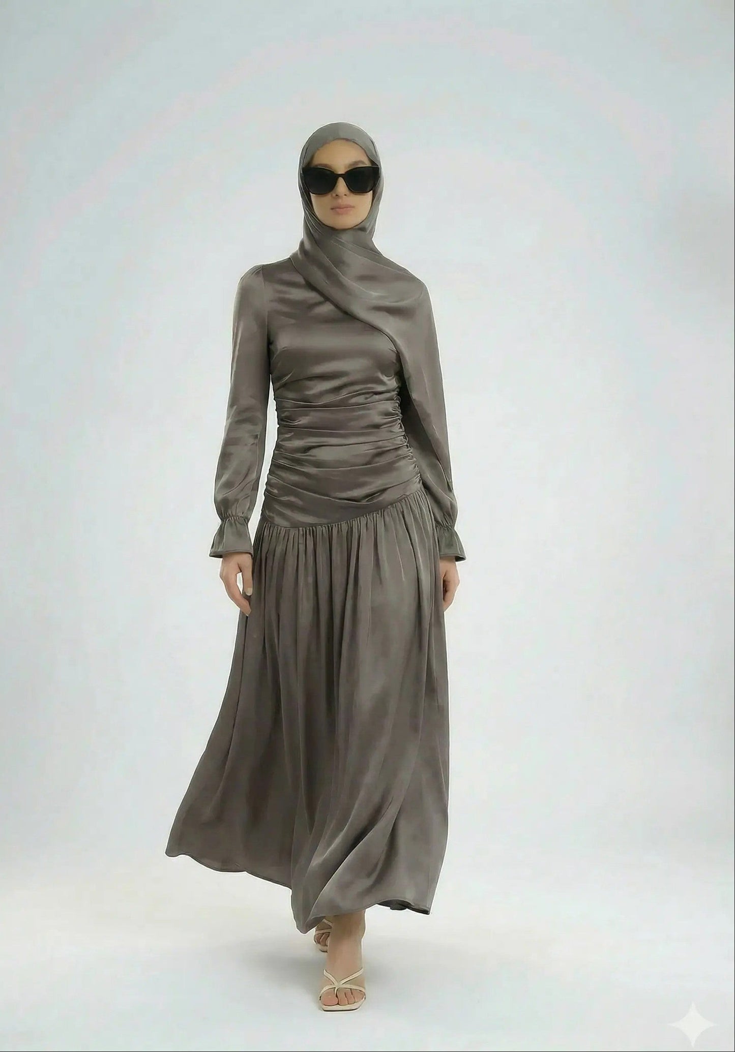 warm grey Luna dress - ZARELLA DESIGN