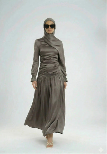 warm grey Luna dress - ZARELLA DESIGN