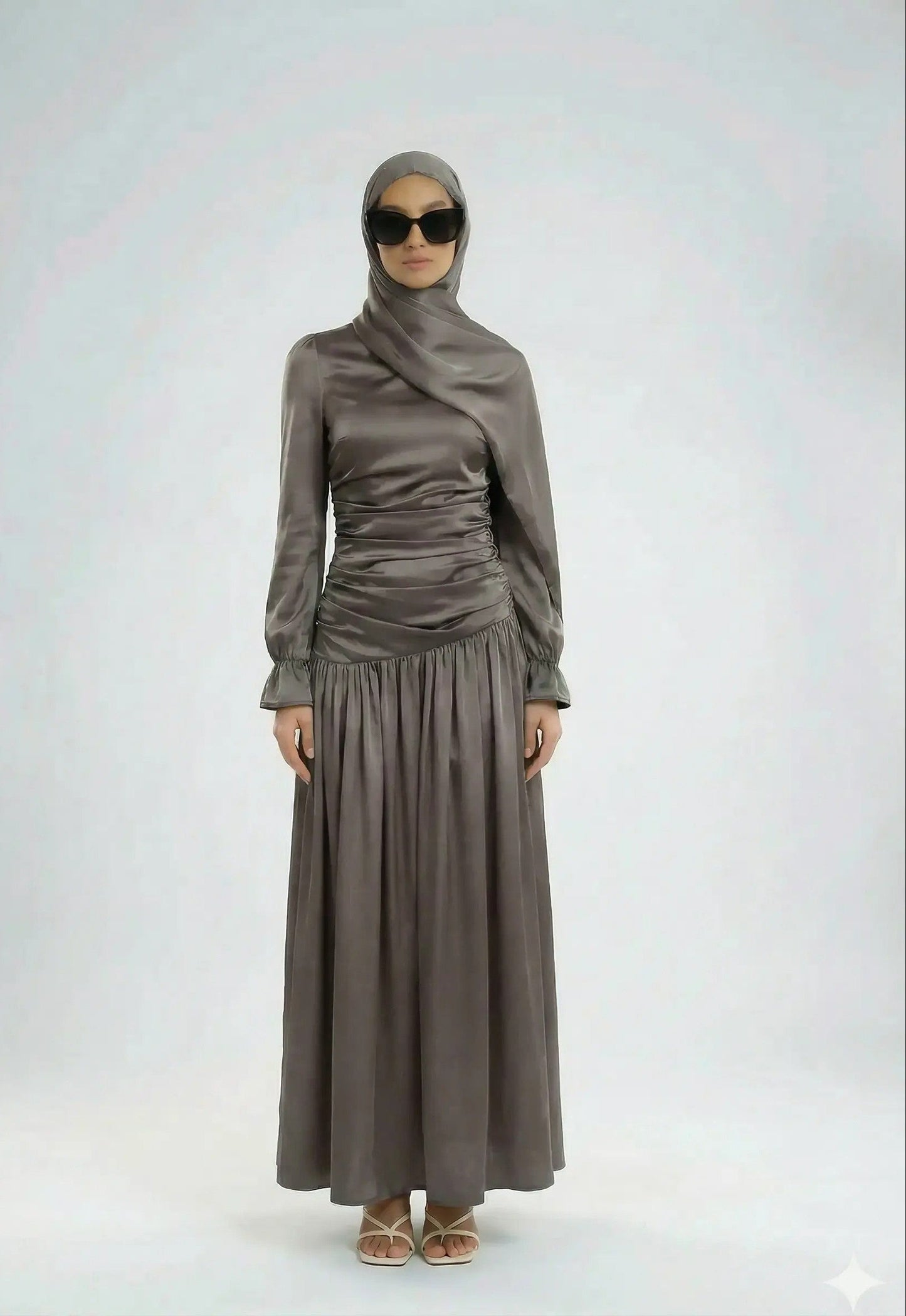 warm grey Luna dress zarelladesign